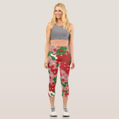 Groovy Funky Mod Retro Weihnachtsmuster Capri Leggings (Vorderseite)