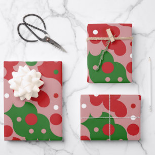 Groovy Funky Mod Retro Weihnachtsmuster Geschenkpapier Set