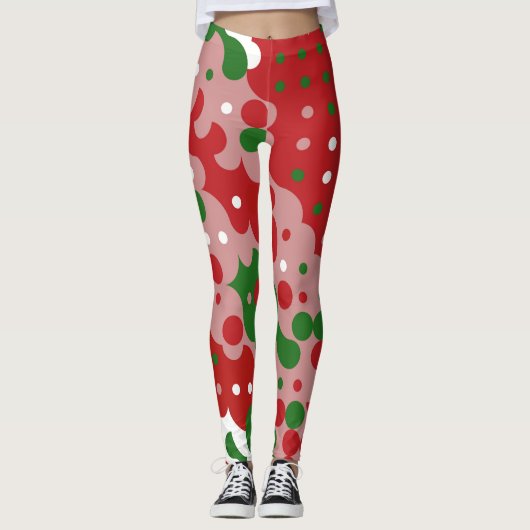 Groovy Funky Mod Retro Weihnachtsmuster Leggings (Vorderseite)