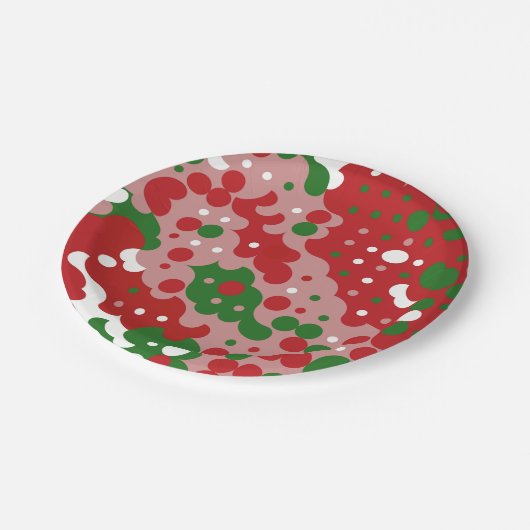 Groovy Funky Mod Retro Weihnachtsmuster Pappteller (Schrägansicht)