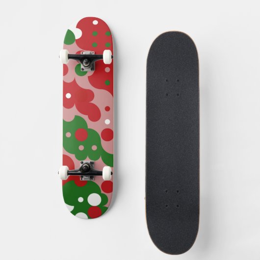 Groovy Funky Mod Retro Weihnachtsmuster Skateboard (Vorderseite)