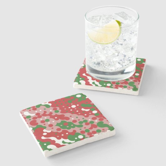 Groovy Funky Mod Retro Weihnachtsmuster Steinuntersetzer (Seitenansicht)