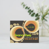 Groovy Funky Party Einladungsschablone Einladung (Stehend Vorderseite)