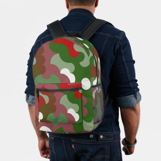 Groovy Funky Retro Boho Red und Green Christmas Bedruckter Rucksack (Insitu (Modell))