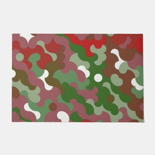 Groovy Funky Retro Boho Red und Green Christmas Fußmatte (Vorderseite)