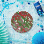 Groovy Funky Retro Boho Red und Green Christmas Pappteller (Party)