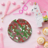 Groovy Funky Retro Boho Red und Green Christmas Pappteller (Party)