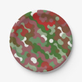 Groovy Funky Retro Boho Red und Green Christmas Pappteller (Vorderseite)