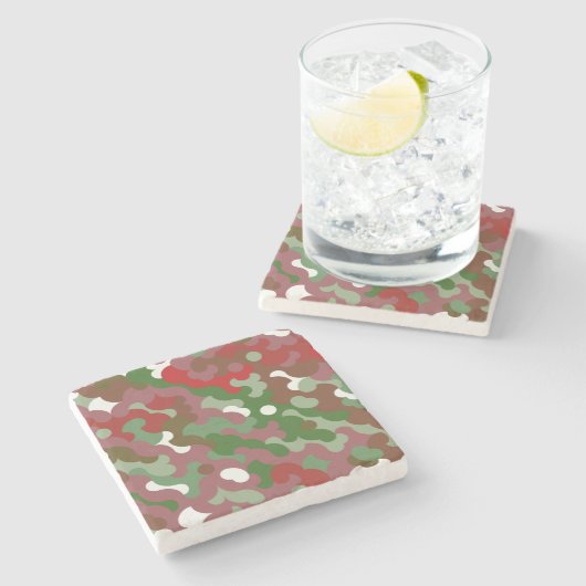 Groovy Funky Retro Boho Red und Green Christmas Steinuntersetzer (Seitenansicht)