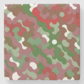 Groovy Funky Retro Boho Red und Green Christmas Steinuntersetzer (Vorderseite)