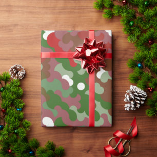Groovy Funky Retro Boho Rot und Grün Weihnachten Geschenkpapier