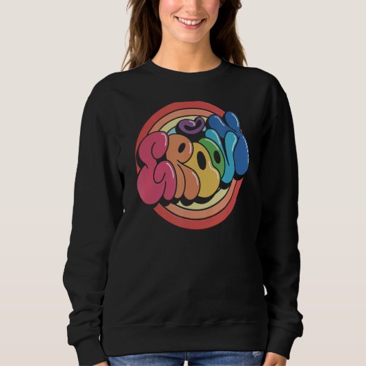 Groovy Funky Vintag Rainbow Circle Sweatshirt (Vorderseite)