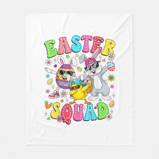 Groovy Funny Rabbit Egg Chick Easter Squad Day Men Fleecedecke (Vorderseite)