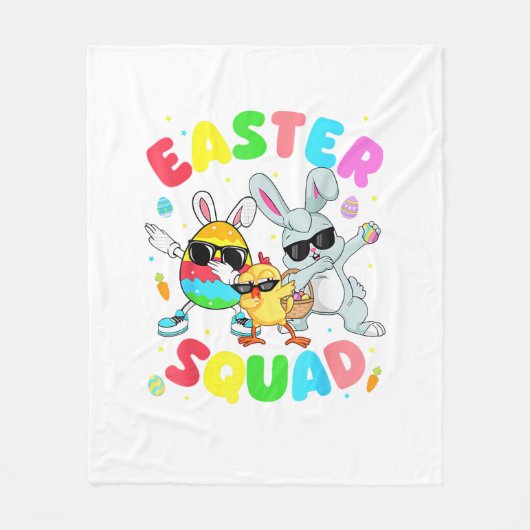 Groovy Funny Rabbit Egg Chick Easter Squad Day Men Fleecedecke (Vorderseite)