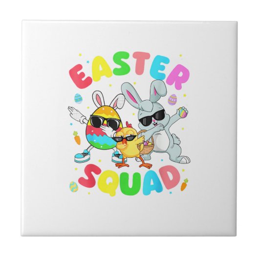Groovy Funny Rabbit Egg Chick Easter Squad Day Men Fliese (Vorderseite)