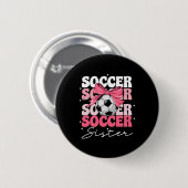 Groovy Fußball Schwester Coquette Schleife Fußball Button (Vorne & Hinten)