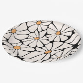 Groovy Gänseblümchen-Blume Boho Retro Pappteller (Schrägansicht)