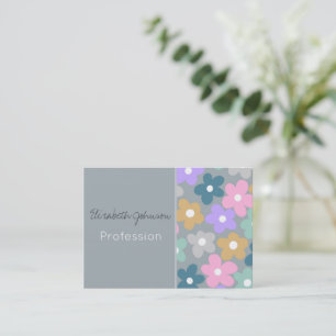 Groovy Gänseblümchen Blumen Grau Retro Boho Floral Visitenkarte