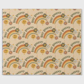 Groovy Geburtstag Retro-Geschenkpapier Geschenkpapier (Flach)