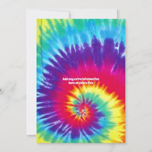 Groovy Gefärbte Krawatte Hippie Party Einladung (Rückseite)