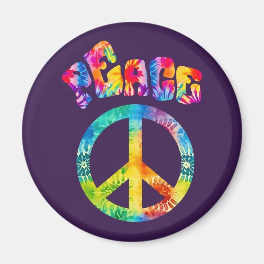 Groovy Gefärbte Krawatte Peace Sign Magnet (Vorne)