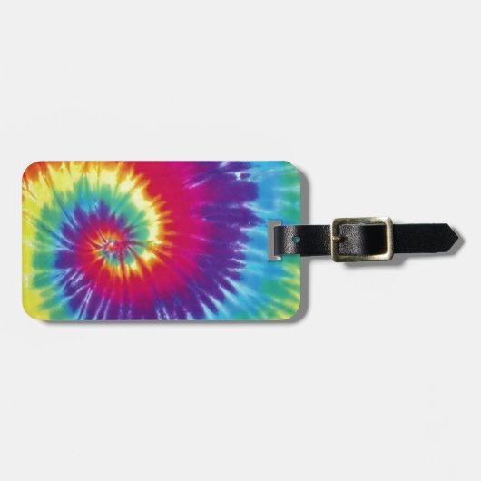 Groovy gefärbte Krawattehippie-Art Gepäckanhänger (Vorderseite horizontal)