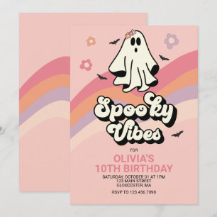 Groovy-Geist-Retro-Halloween-Geburtstagseinladung Einladung