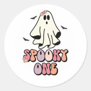 groovy Geist retro Halloween Gruseliger Ein Geburt Runder Aufkleber