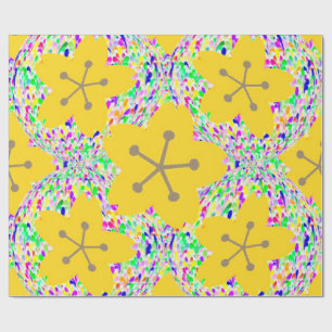 Groovy Gelbes Blumen Disco-Design Geschenkpapier