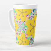 Groovy Gelbes Blumen Disco-Design Milchtasse (Linke Ecke)