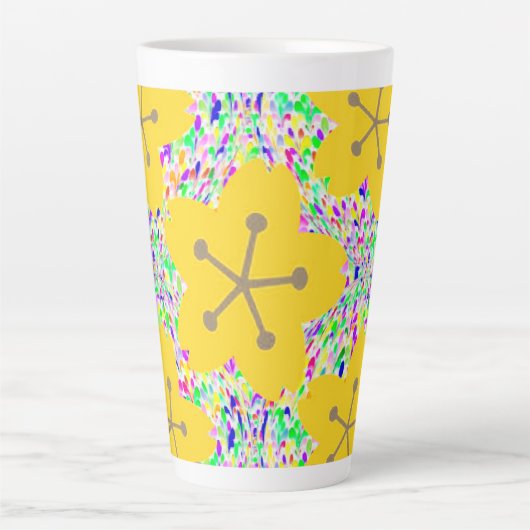Groovy Gelbes Blumen Disco-Design Milchtasse (Vorderseite)