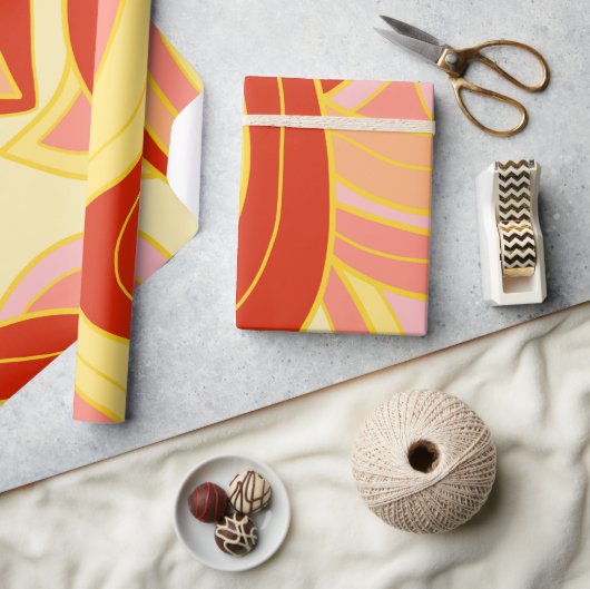 Groovy Gelbs Geschenkpapier (Kunsthandwerk)