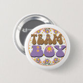 Groovy Gender Reveal Team Boy Blue, Retro Blume Button (Vorne & Hinten)