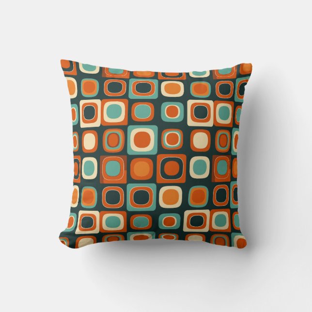 Groovy Geometric Boho Retro Bohemisch farbig Kissen (Vorderseite)