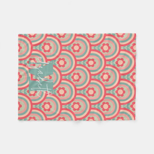 Groovy Geometric Floral Fleecedecke (Vorderseite (Horizontal))