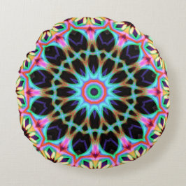 Groovy Geometric Floral Mandala Round Rundes Kissen