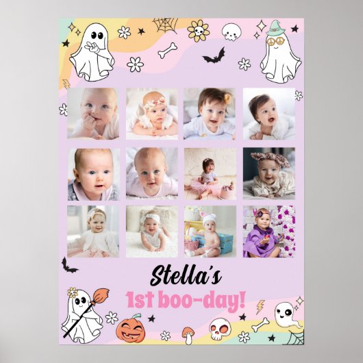 Groovy Ghost Birthday Foto Milestone Poster (Vorne)