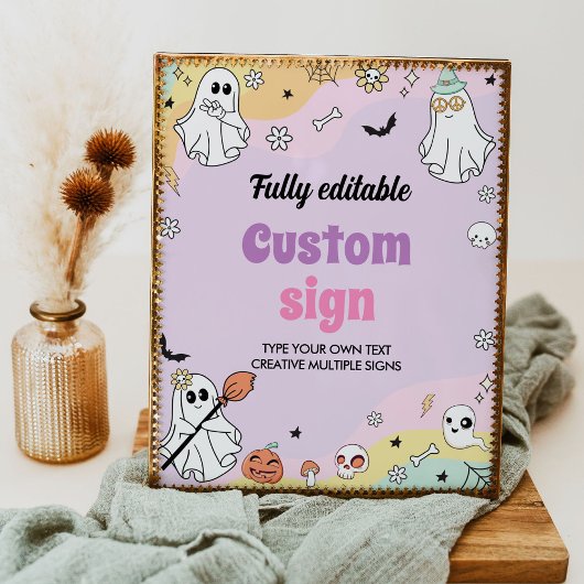 Groovy Ghost Birthday Party Table Sign Poster