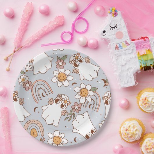 Groovy Ghost Halloween Pappteller (Party)