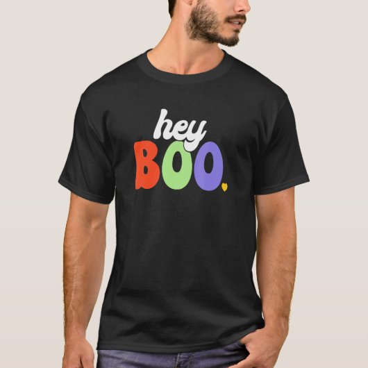 Groovy Ghost Halloween Pumpkin Face Hey Boo Trendy T-Shirt (Vorderseite)