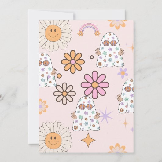 Groovy Ghost Hippie Halloween Geburtstag Einladung (Rückseite)