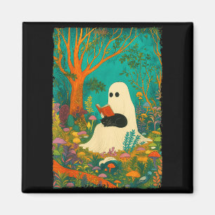 Groovy Ghost Lesebuch schwarze Katze Halloween Magnet