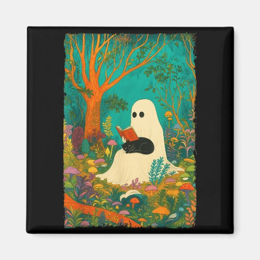 Groovy Ghost Lesebuch schwarze Katze Halloween Magnet (Vorne)