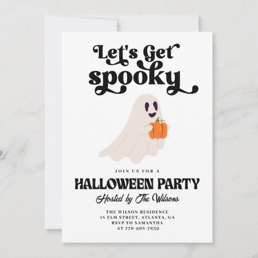 Groovy Ghost Let's Get Spooky Halloween Einladung (Vorderseite)