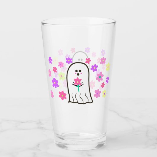 Groovy Ghost mit Blume Glas (Vorderseite)