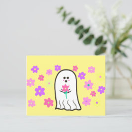 Groovy Ghost mit Blume Postkarte
