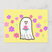 Groovy Ghost mit Blume Postkarte (Vorderseite)