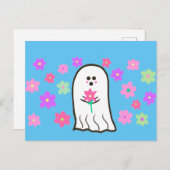 Groovy Ghost mit Blume Postkarte (Vorne/Hinten)