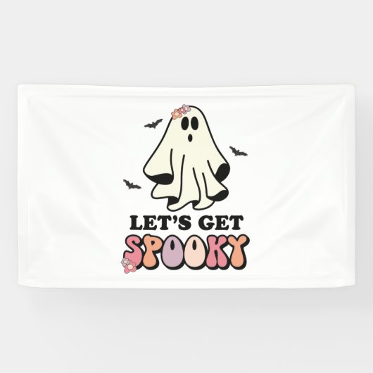 Groovy Ghost Retro Halloween Geburtstag Banner (Horizontal)