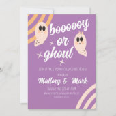 Groovy Ghost Retro Halloween Gender Reveal Einladung (Vorderseite)